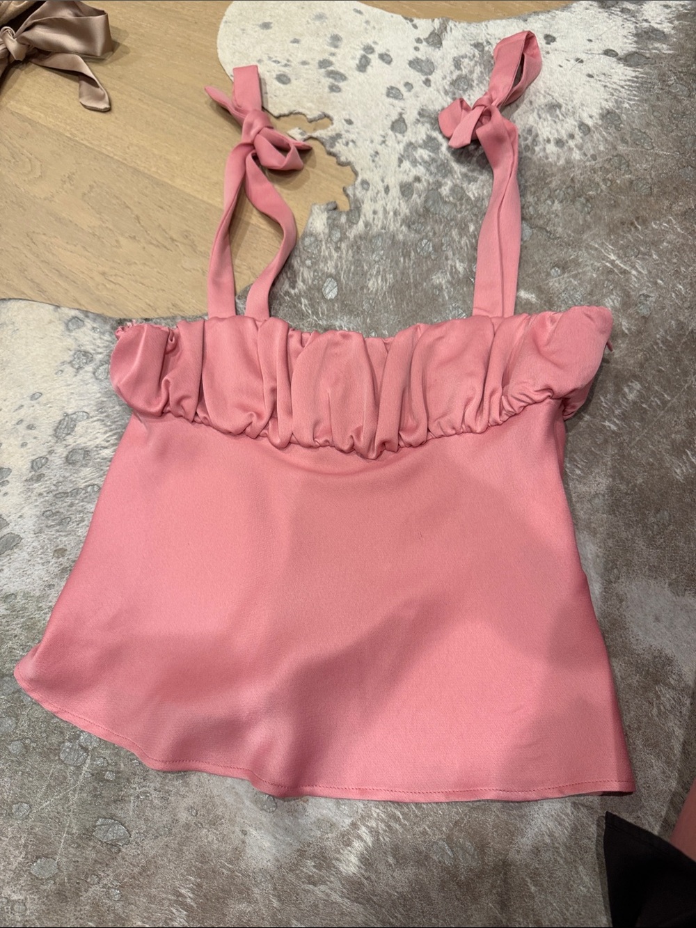 Zara Rose-Pink Ruffle Tie-Strap Camisole - Picture 2 of 2